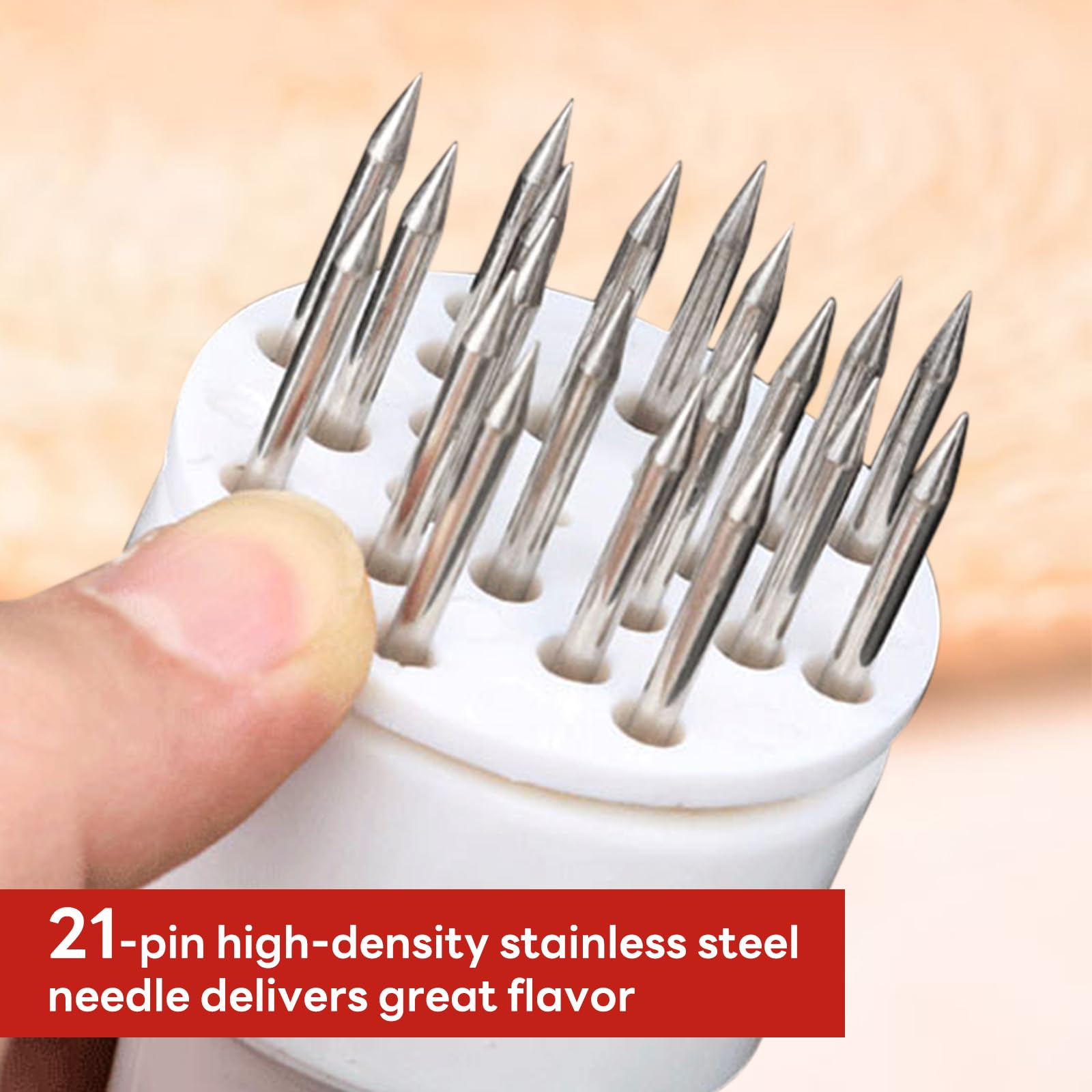 Aiguille à Viande En Inox 21 Lames - Attendrisseur Pour Steak, Poulet, Boeuf - Marination Rapide