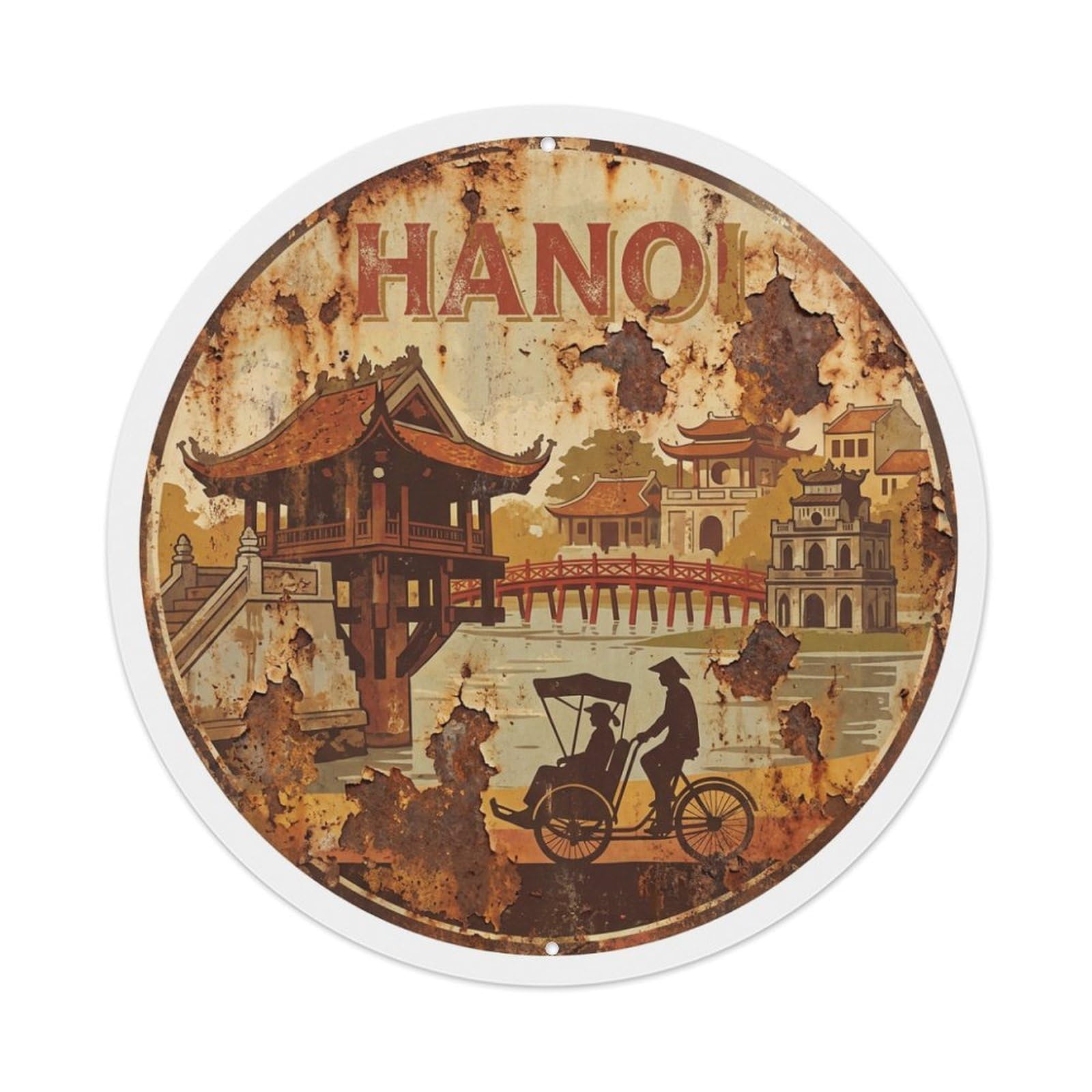 Metal Tin Sign Vintage Travel Vietnam Hanoi