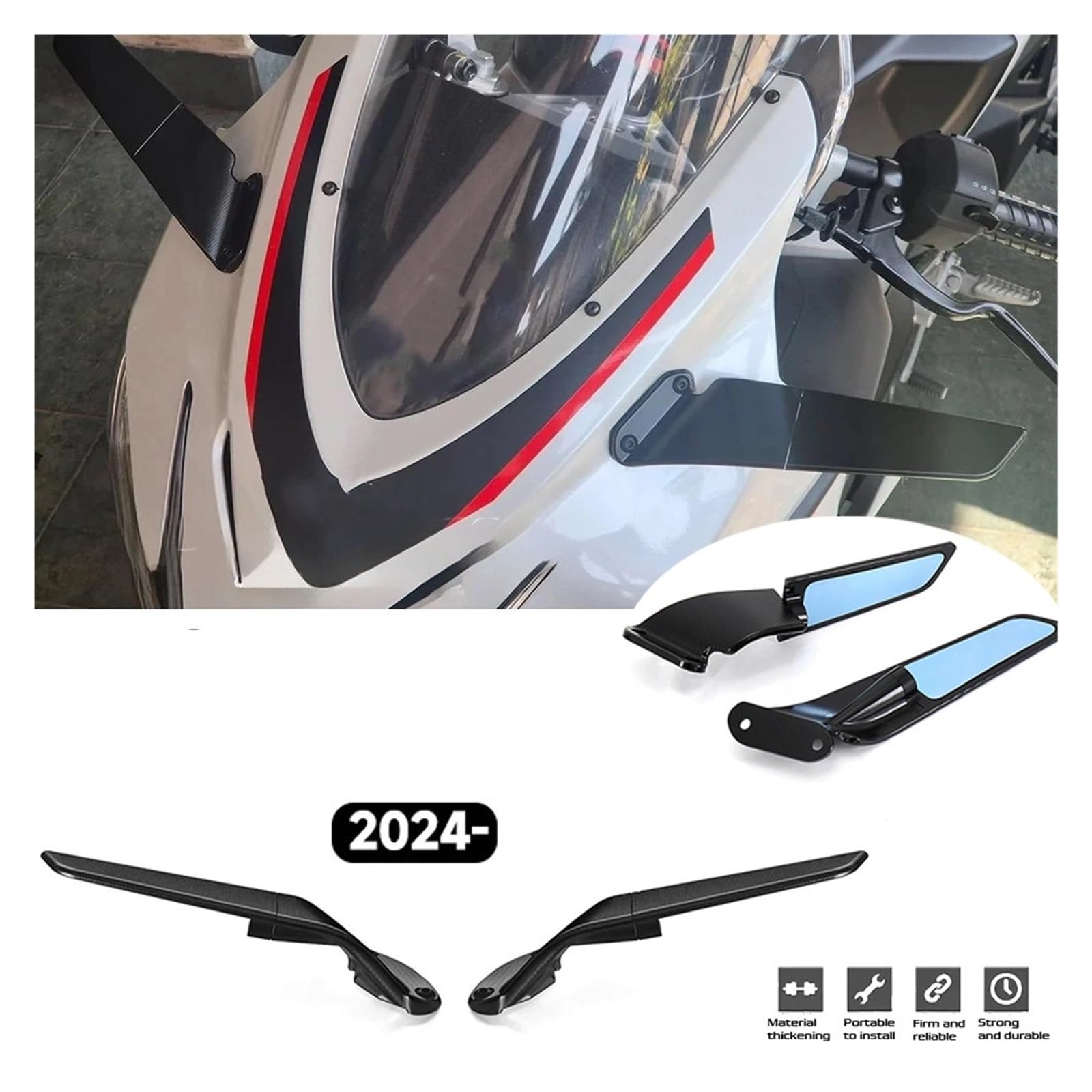 Specchietti Stealth For Moto, Compatibili Con Aprilia RS 457, RS457 2024- Accessori Specchietto Laterale Regolabile For APRILIA 457RS 457 RS Ala Fissa