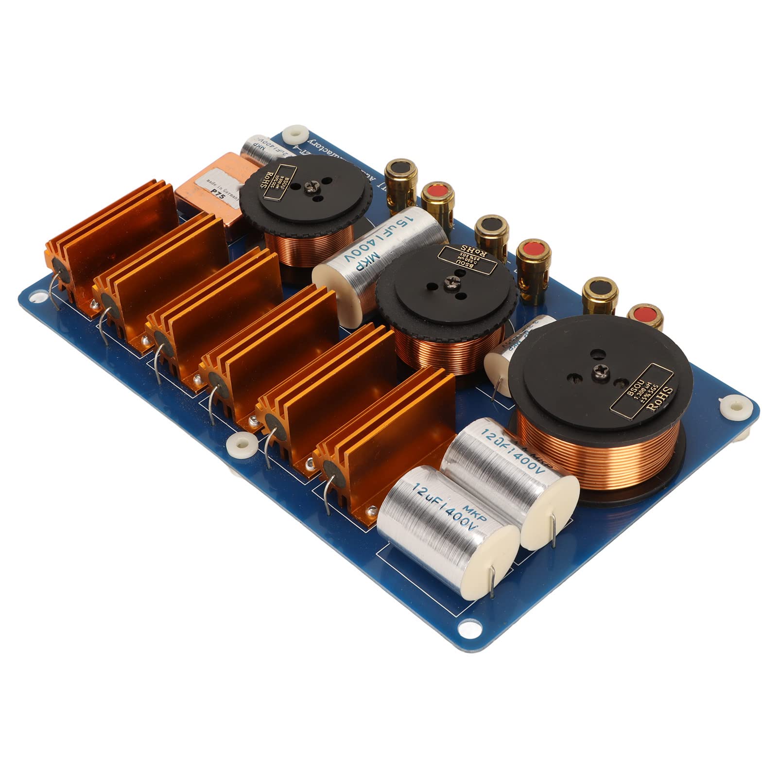 2 Way Speaker Crossover, Frequency Divider Professional PCBA Convenient Wiring Heat Dissipation Super Power Inductor Resistor for Conference