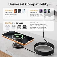 Vista 2 de 25W Magnetic Wireless Charging Pad: Qi2.2 Qi2 MagSafe Fast Charger for Google Pixel 10 iPhone 17 16 Pro Max 16e 15 14 13 12 AirPods & Samsung Galaxy