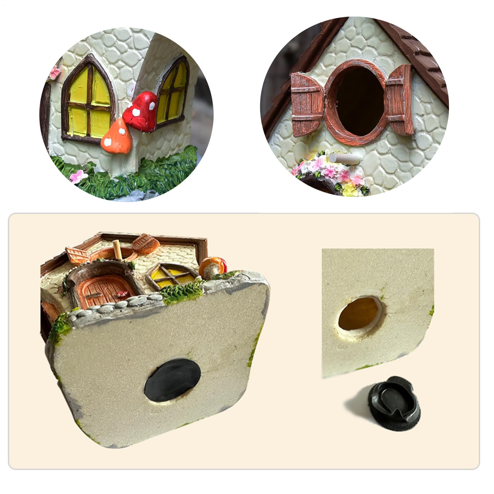 para pájaros | Refugio Resistente al Viento de 21 cm | con Cadena de Flores y Plantas diseño Impermeable para pájaros de Pinza, para árbol de, jardín, Patio, Parque