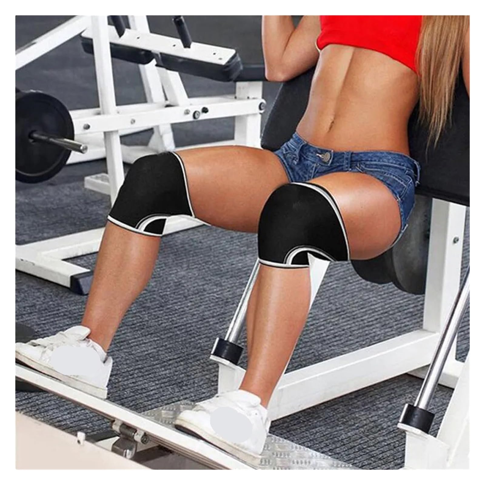 Rodilleras Deportivas Antideslizantes con Soporte y Calentadores para Sentadillas, Fitness, Levantamiento de Pesas y Powerlifting - Manga de 7 mm