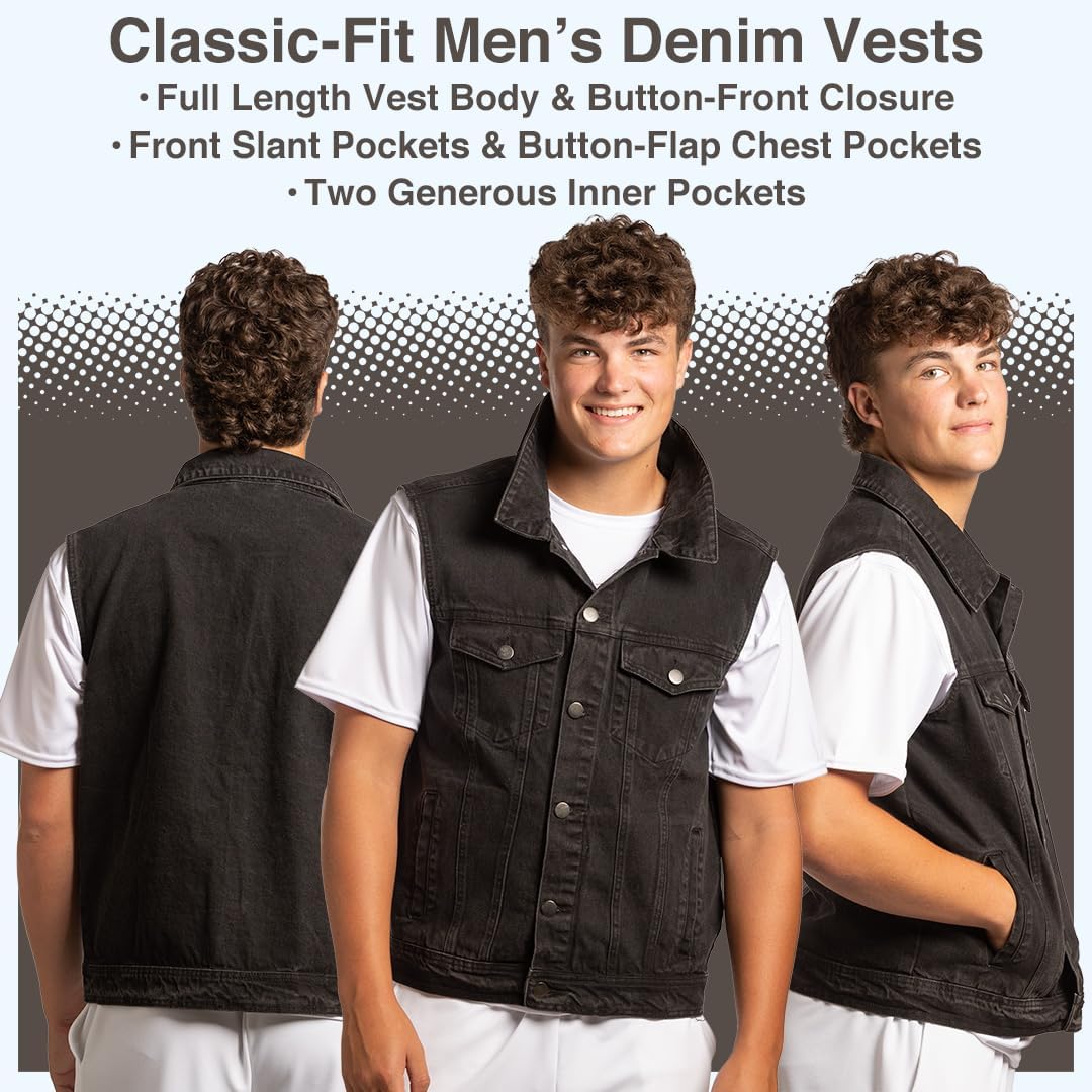 Classic Denim Vest for Men Vintage Button Front Sleeveless Jean Jacket Biker Coat for Summer S - 2XL - Image 5
