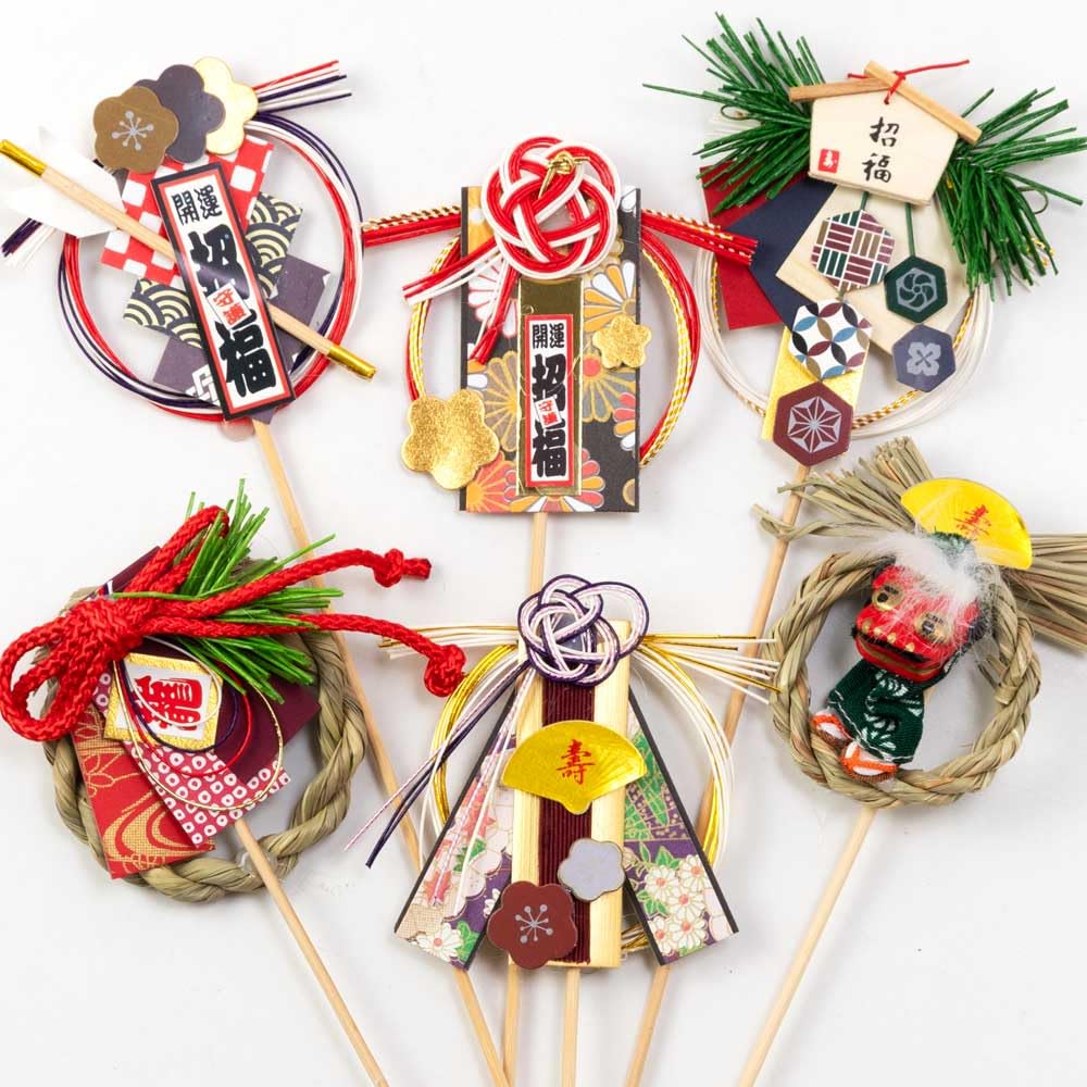 お正月飾り　ピック 正月飾り ピック 迎春 水引 友禅扇 鶴 単品 楊枝 モダン 飾り 装飾