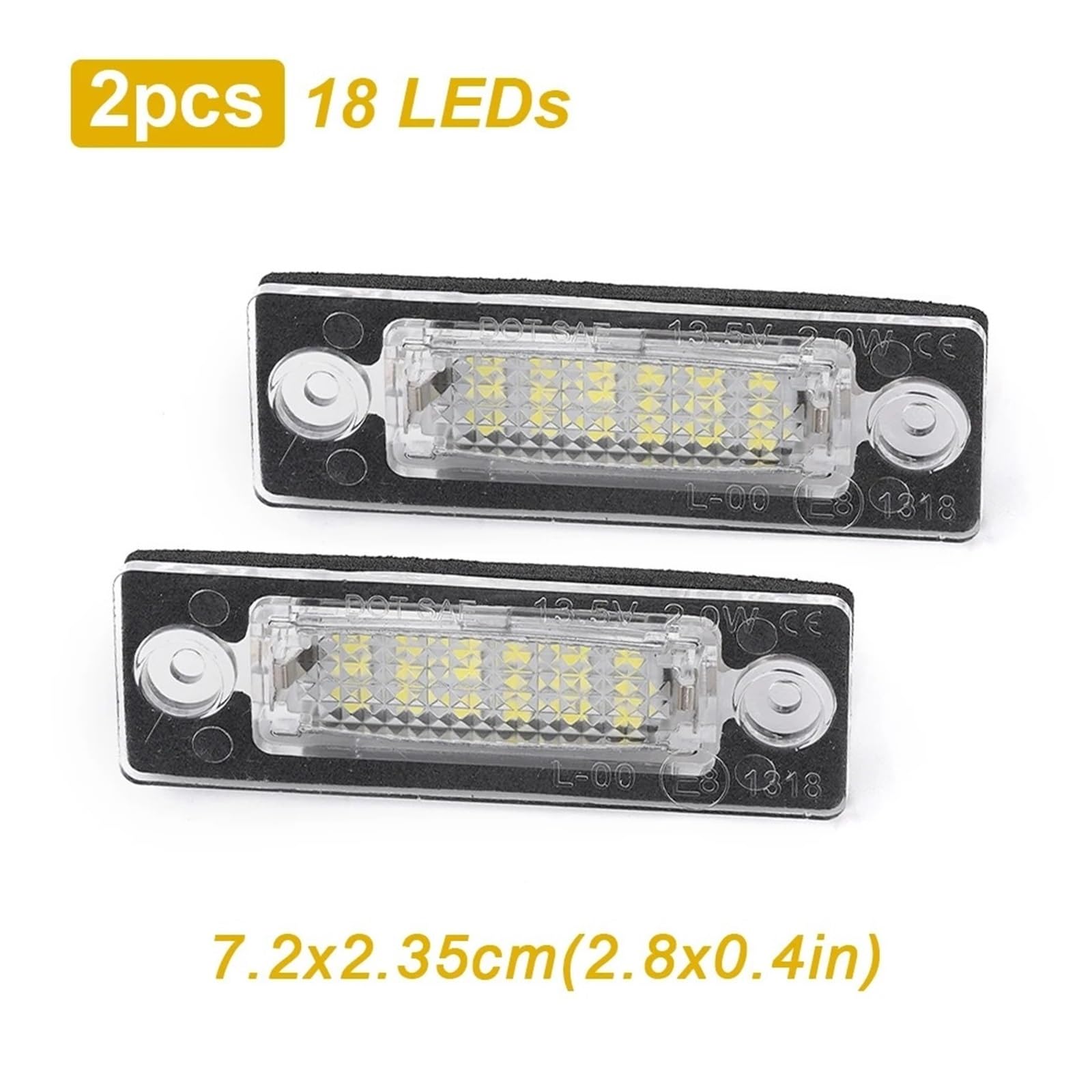 Iluminación De Matrícula Para Skoda Super 1 2002 2003 2004 2005 2006 2007 2008 2 Uds Luz De Placa Matrícula LED Con 18 LEDs 12V