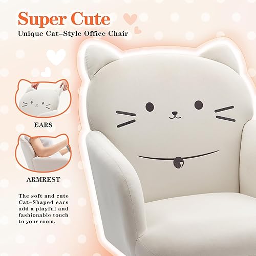 Miniatura 6 de IWMH Silla de oficina en casa, silla de escritorio de asiento ancho, lindas sillas giratorias de terciopelo para tocador, sillas de tareas con