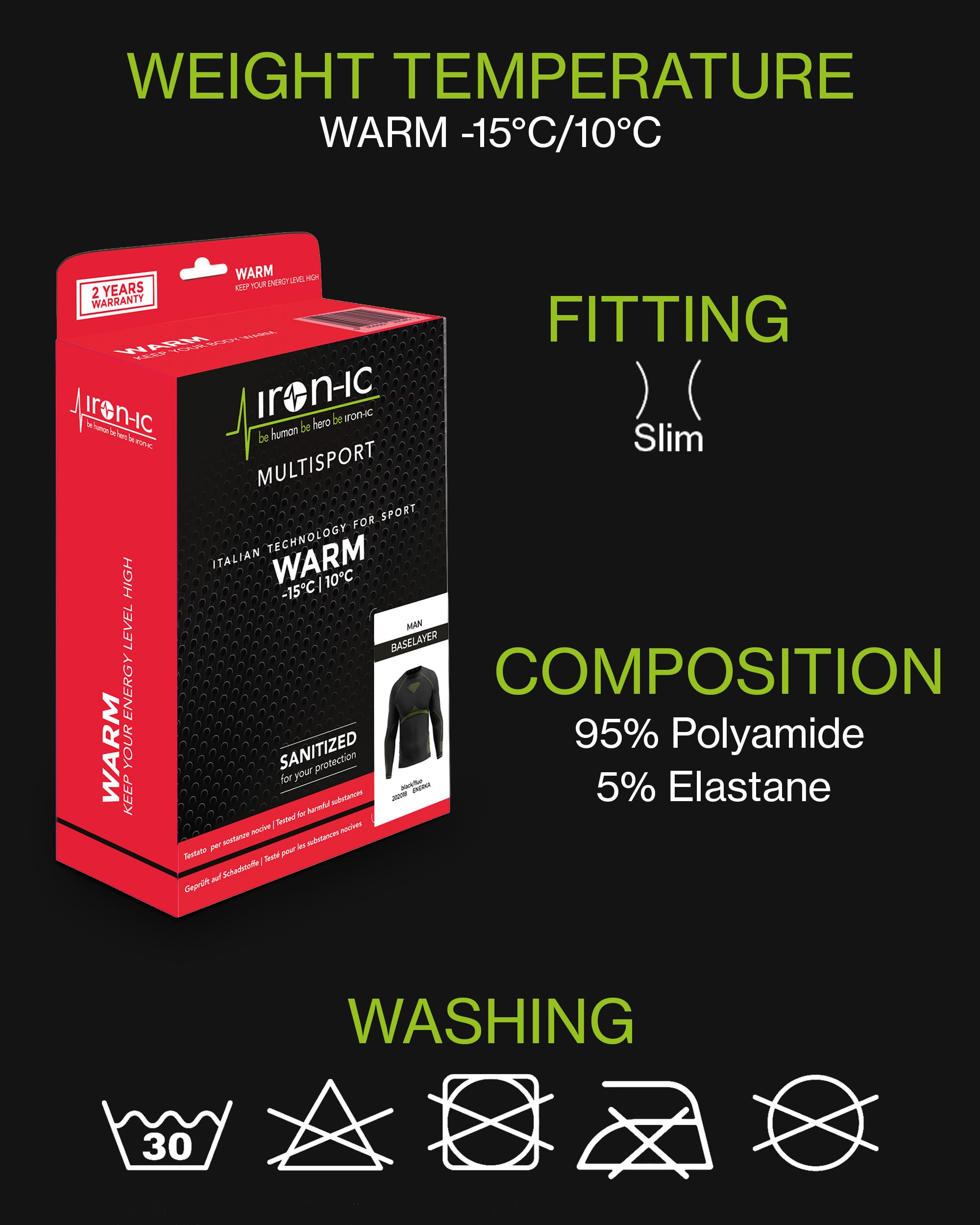 Iron-Ic - T-Shirt Uomo Maniche Lunghe I-Soft Seamless con Tessuto Thermo Dry - Fitting Slim per Sport Outdoor e Indoor - Art. 201771