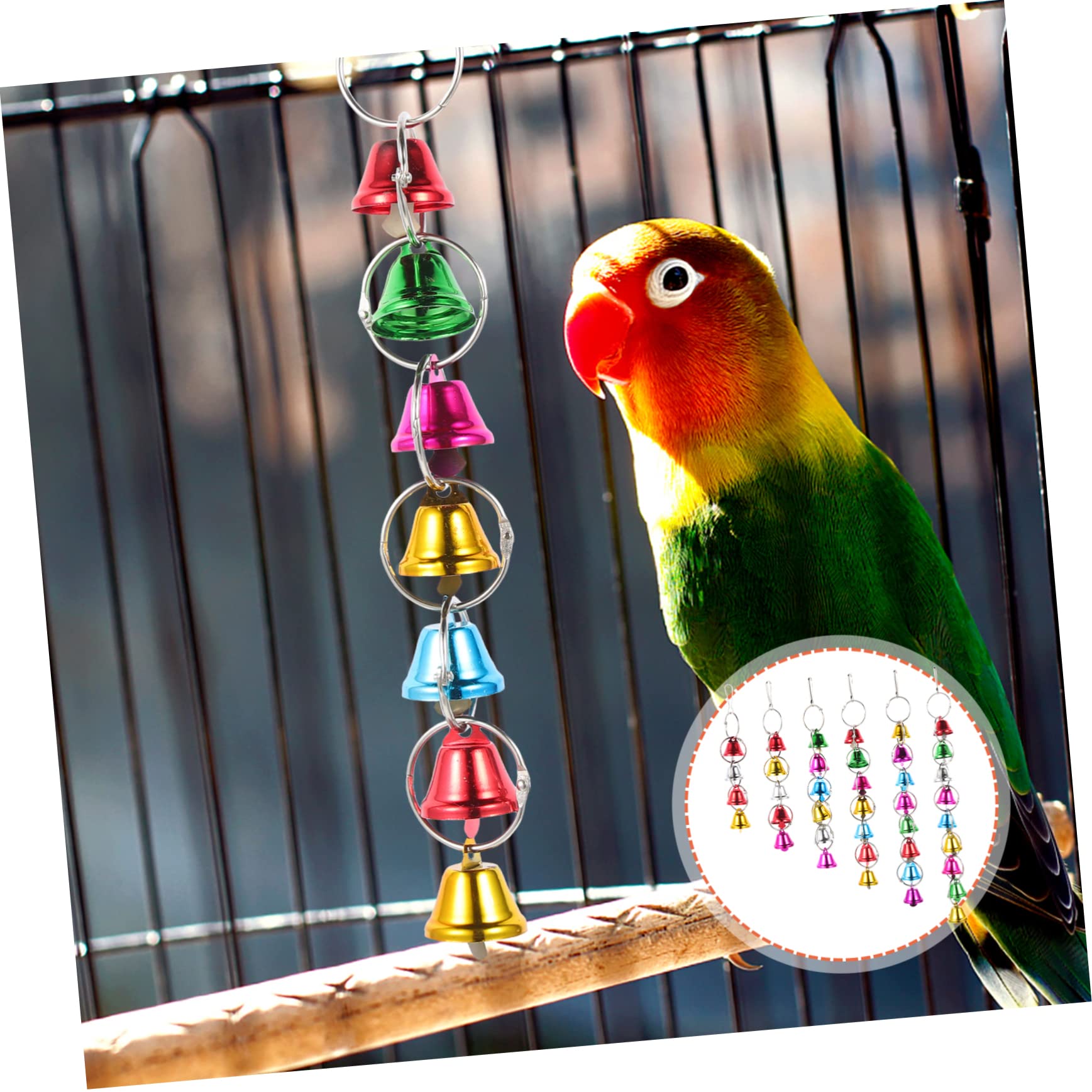 POPETPOP 12piezas Juguete para Aves De Campanillas Accesorios para Jaula De Periquitos y Cacatúas Juguete De Masticar y Diversión para Aves Material Resistente y Seguro