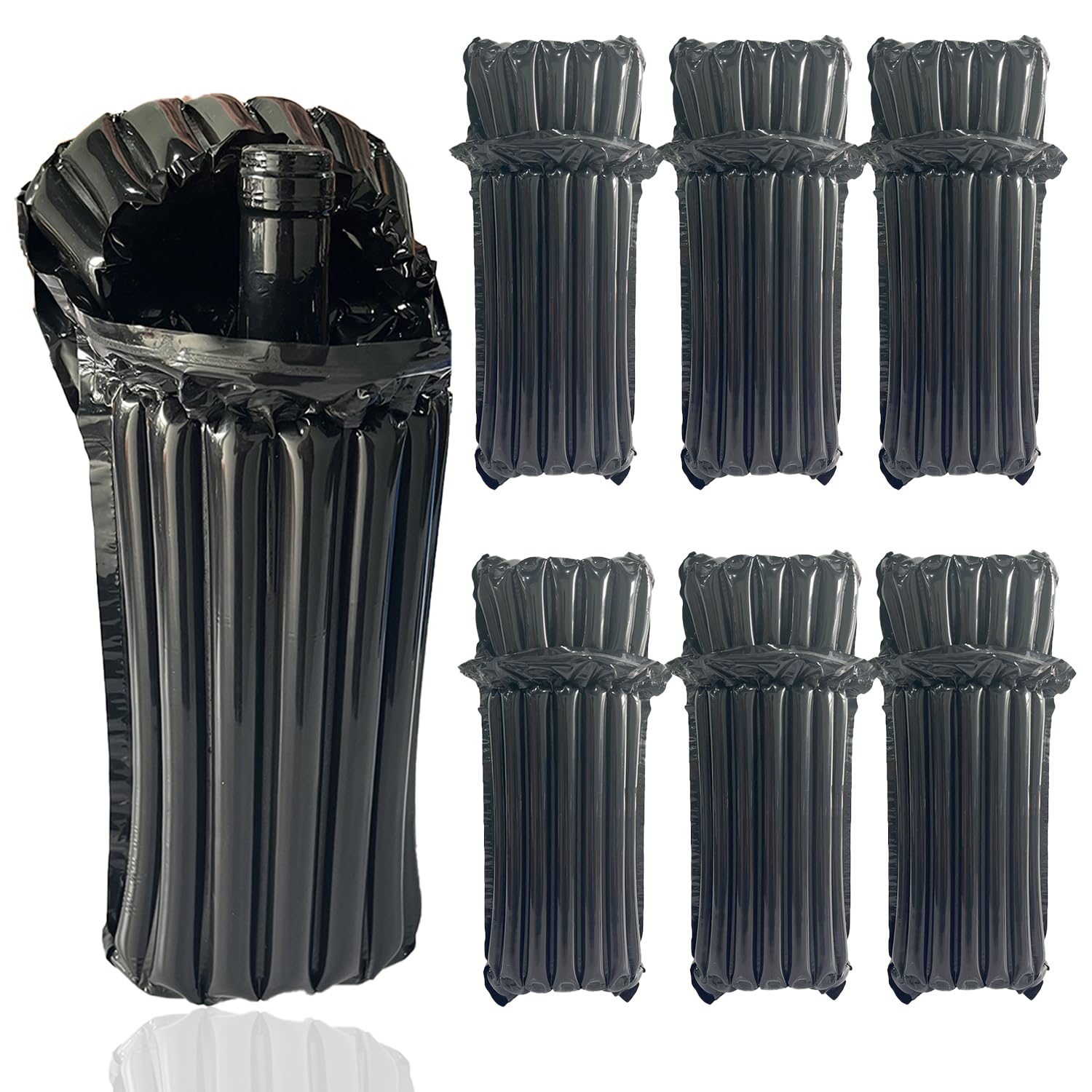Lot de 50 sacs de protection de voyage pour bouteille de vin avec pompe de gonflage gratuite Noir