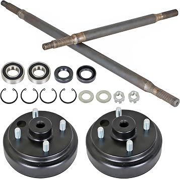 Golf Cart Rear Axle + Brake Hub Drum Assembly Kit 24 spline Replacement for EZGO Electric 1982+, Gas 2 Cycle 1982-1993