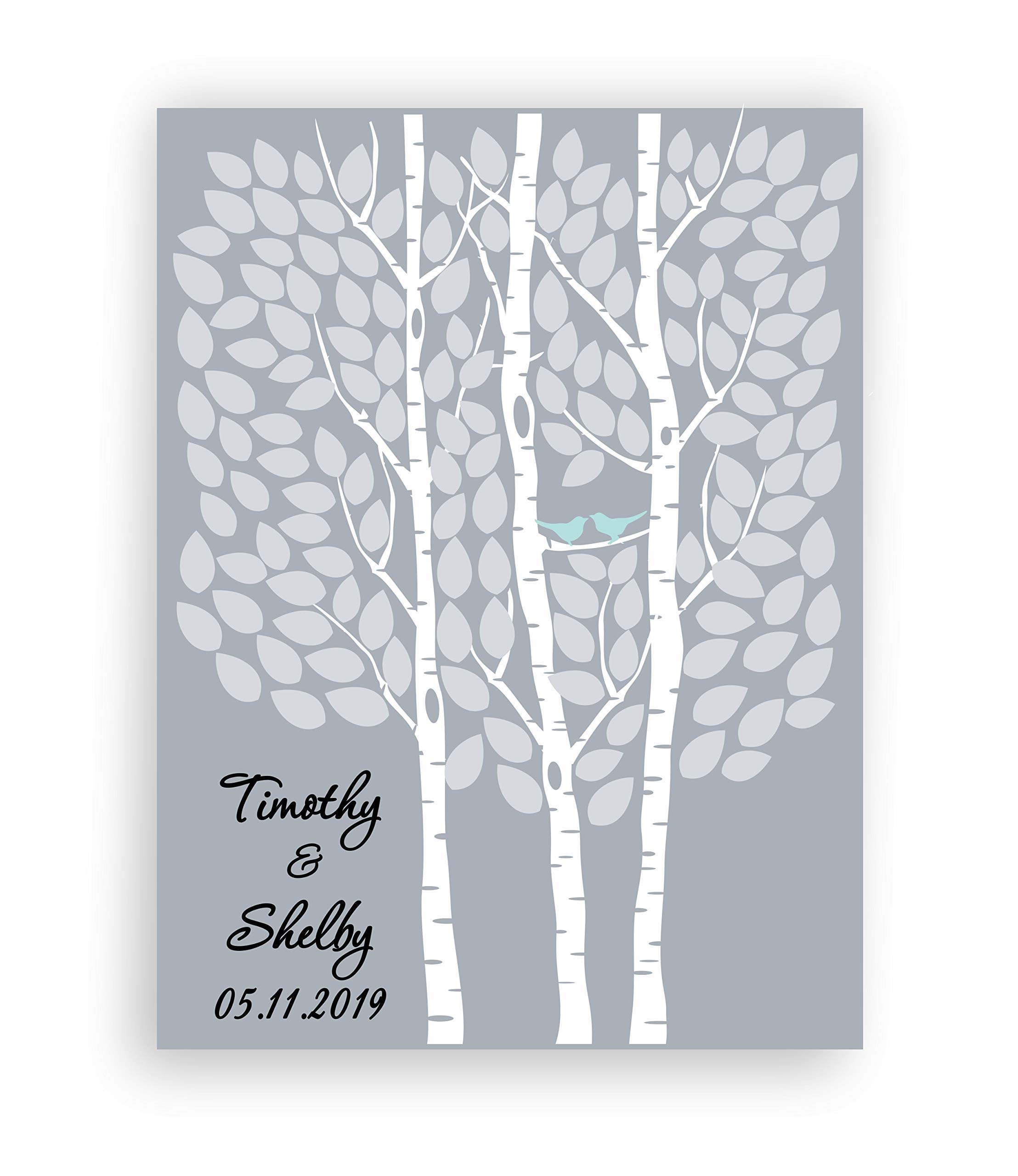 Personalized Large guestbook tree 30 to 200 signatures Alternative Wedding guest book Print for signatures birch tree