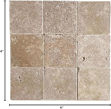 Noce 4x4 Tumbled Travertine Tile Floor Backsplash 9 Piece Pack