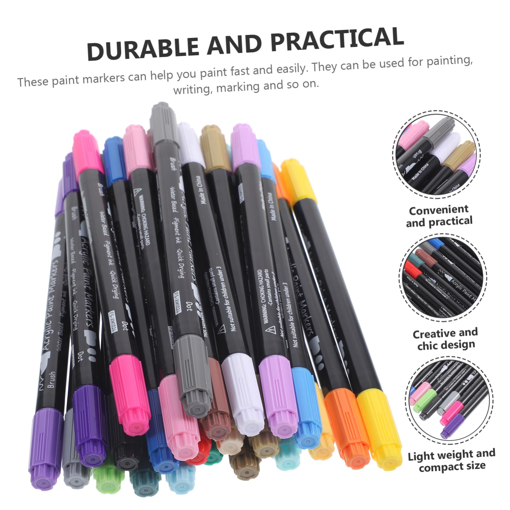Set di Pennarelli Acrilici Doppia Punta 24 Colori per Pittura