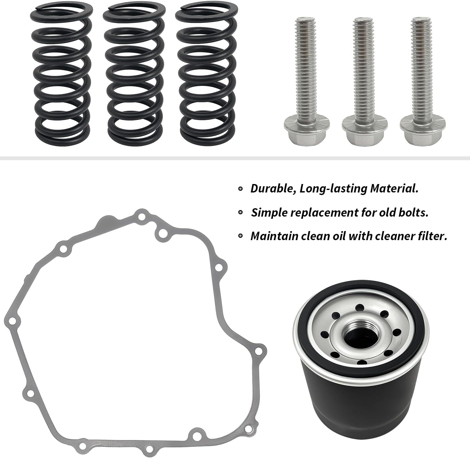 Clutch Kit & Friction Steel Plates Gasket Compatible with Kawasaki Ninja 300 EX300 2013-2017 For -X 300 KLE300 17-23