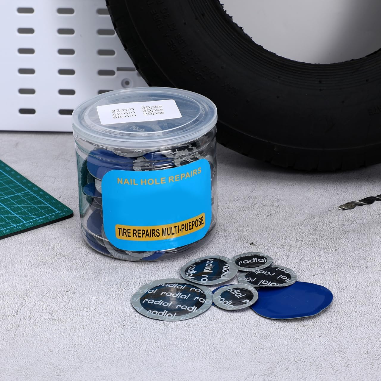 ULTECHNOVO Heavy Duty Tire Repair Patches 90 Pcs 2.28 Inch Round High Temperature Rubber Puncture Patch Kit for Car Motorcycle Truck Tube Repair