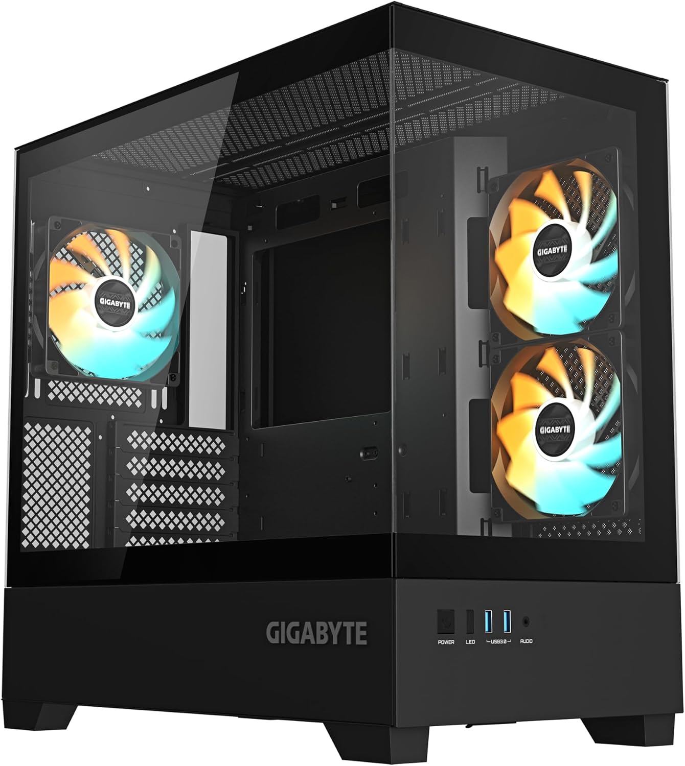 GIGABYTE C201 Panoramic PC Case - Mid Tower, m-ATX, 360mm Radiator Support, 3 Pre-Installed Fans, USB 3.0, Support RGB Fusion