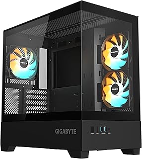 GIGABYTE C201 Panoramic PC Case – Medium Tower, m-ATX, 360mm Radiator Support, 3 Pre-Installed Fans, USB 3.0, RGB Fusion C…