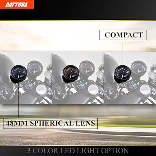 Miniatura 3 de Daytona Motorcycle Speedometer Gauge Digital MPH 48mm Compact for Cafe Racer Harley and More 200MPH