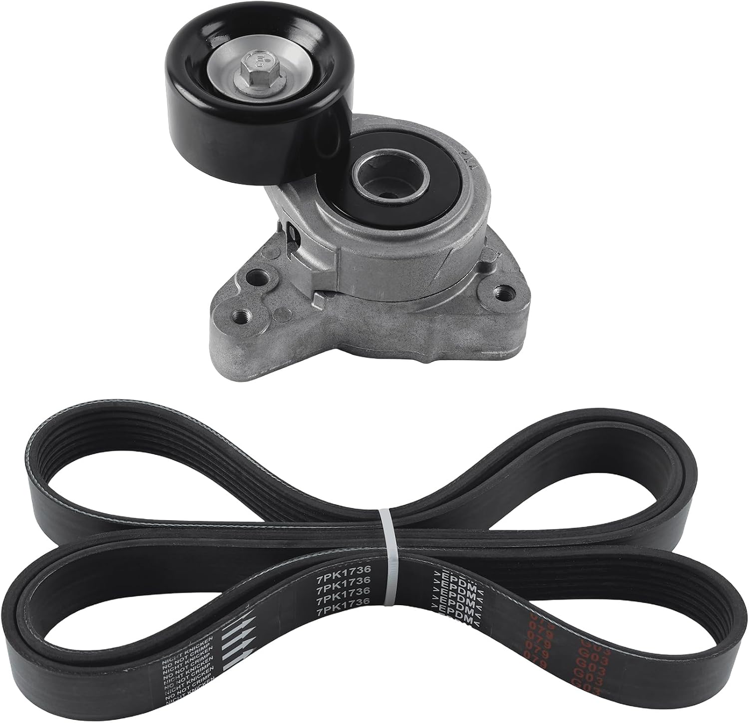 Dasbecan 38278 7PK1736 Drive Belt Tensioner w/Pulley & Belt Compatible with 2002-2006 Honda CR-V 2.4L Replaces 31170-RAA-A01 31170-PNA-013 31170-PNA-023