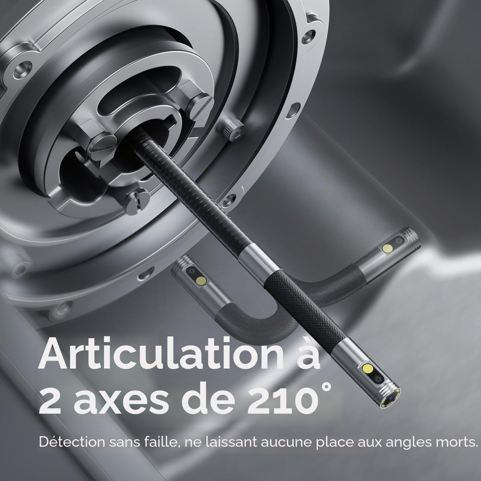 DEPSTECH Endoscope à Double Objectif avec Articulation bidirectionnelle à 210°, caméra endoscopique Industrielle avec éclairage, sonde de 8 mm, Tube Serpent Flexible étanche 3 m, Outil de caméra