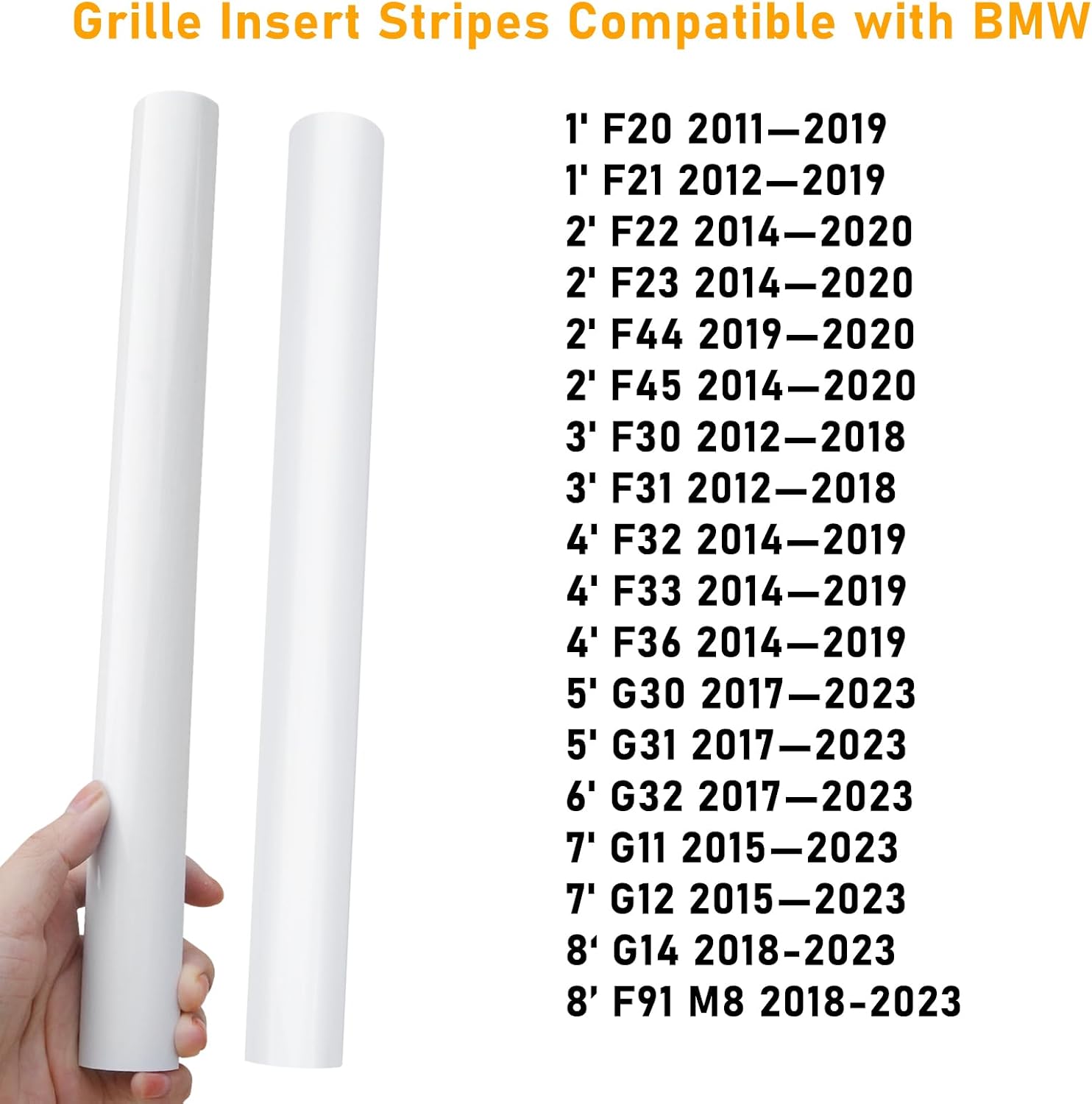 Jaronx Compatible with BMW V Brace Cover, Front Grill Inserts V Bar Brace Trim Covers Compatible with BMW for 1'F20 F21/2'F22 F23/3'F30 F31 F34/4'F32 F33 F36/5' G30 G31/6'G32/7'G11 G12/8'G14 (White)