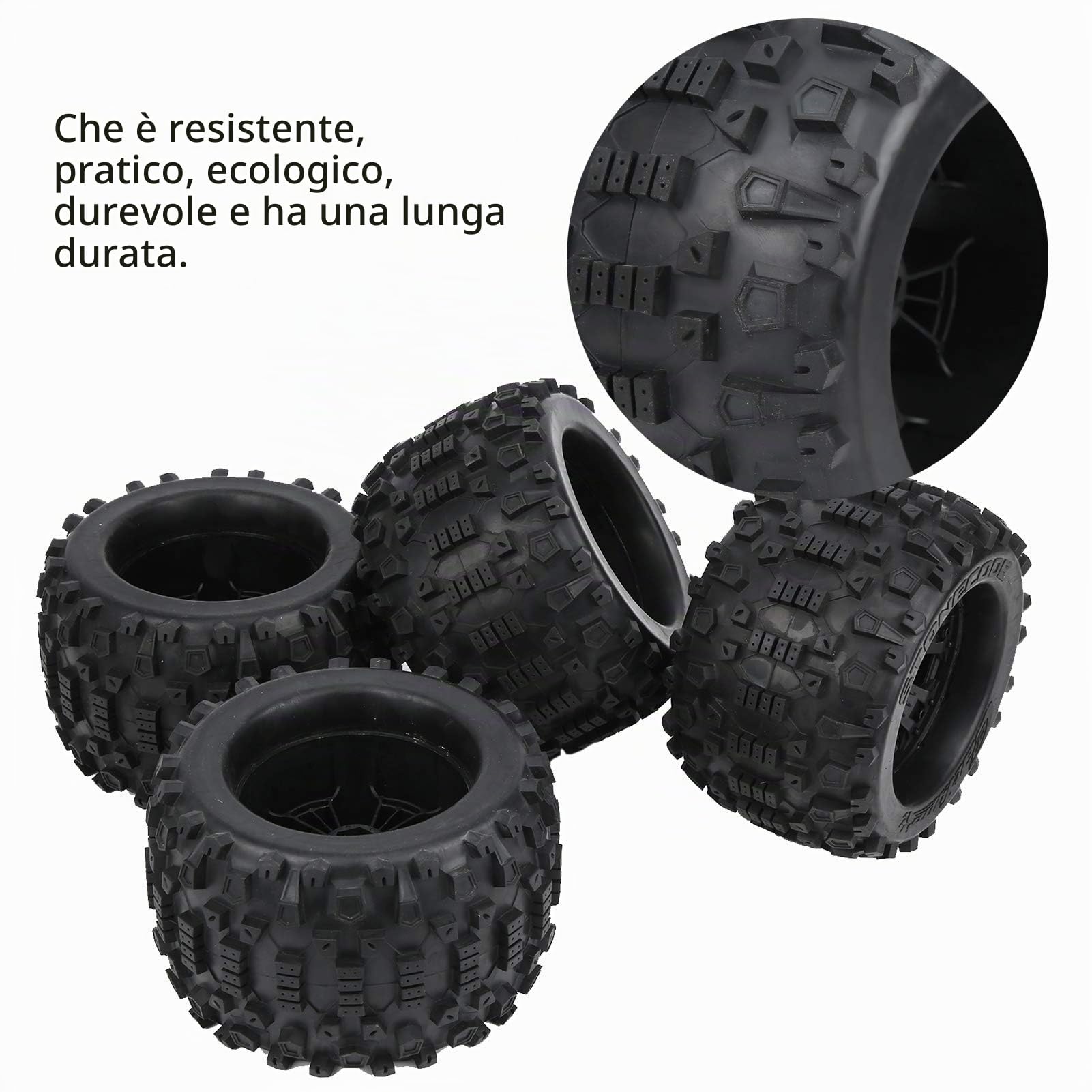 Pneumatici per Ruote per Auto RC 1/8, Pneumatici per Buggy per Auto RC robusti e pratici Pneumatici in Gomma RC Antiscivolo e Resistenti all'Usura per ZD Racing Auto telecomandata 1/8 per