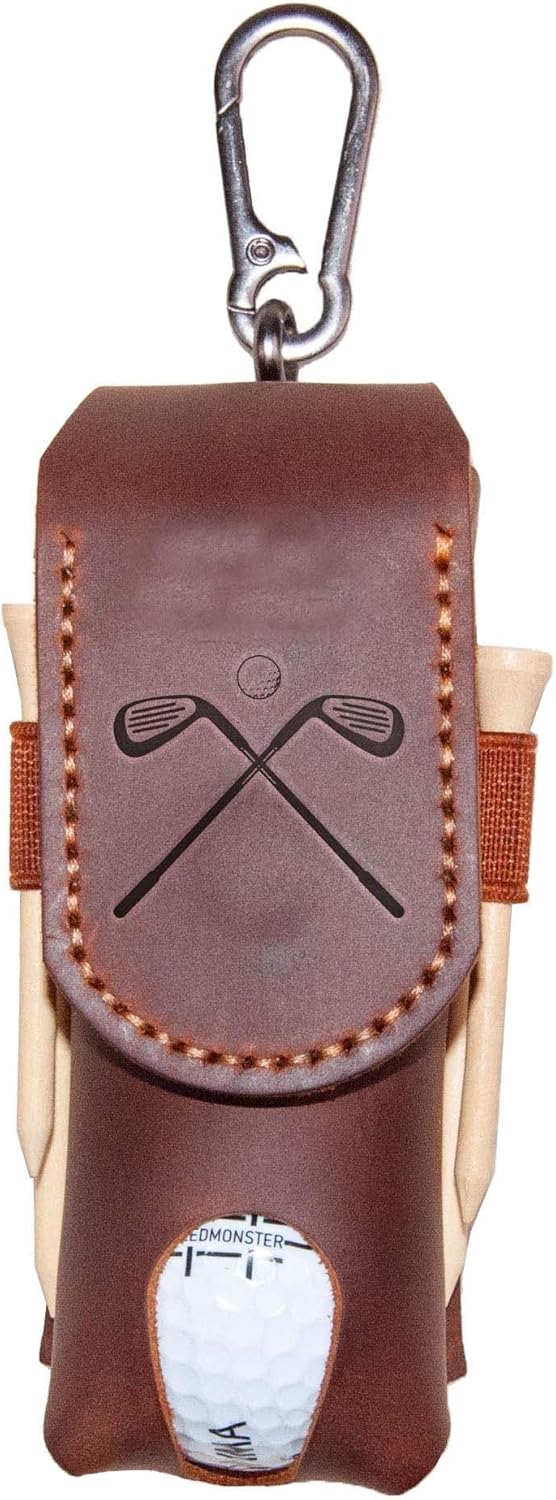 Personalized Golf Ball Bag, Custom Name Golf Bag & Tee Holder, Golf Pouch Bag Tees Holder Ball Pocket, Leather Golf Travel Bag, Christmas Gift,Great Golf Gifts (Pattern #1)