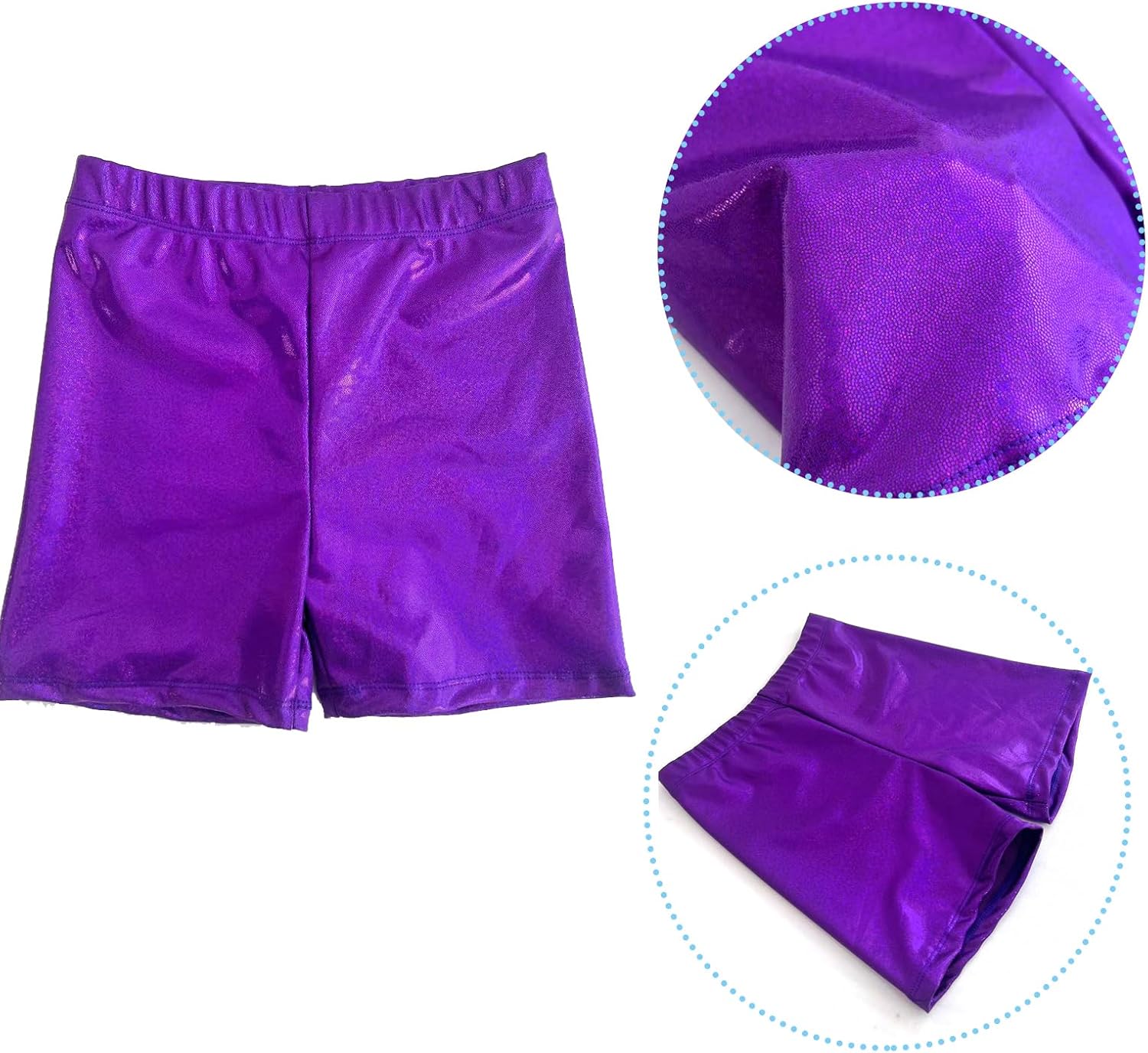 Gymnastics Shorts for Girls and Dance Shorts for Girls Metallic or Spandex Fabric Wear for Kids and Women