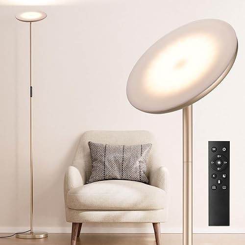 Miniatura 10 de Lámpara de pie LED moderna  Control remoto y táctil, 40 W2400 LM, lámpara de pie Sky Torchiere, totalmente regulable, 3 temperaturas de color, ideal