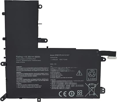 B41N1827 Battery 56Wh 3653mAh Replacement for ASUS ZenBook Flip 15 UX562 UX562IA UX562UG UX562FA UM562IA UX562FD Q526FA Q526FAC Q507IQ Series 0B200-03070200 4ICP5/57/80 15.36V