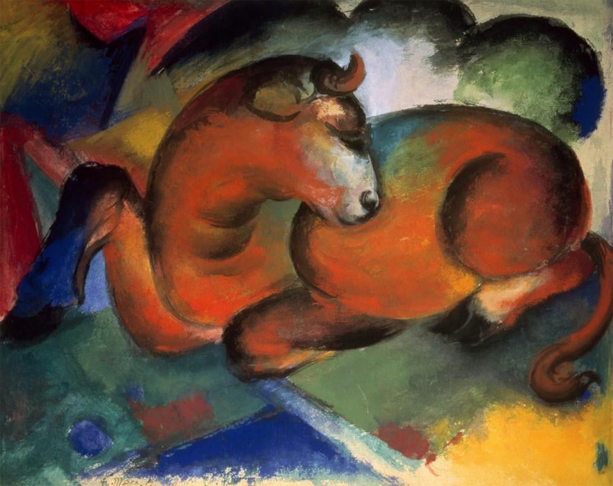 ARTXLXXBN Famous Painting Art Wall Decor Abstract Art Picture Red Animal by Marc Animal Pictures for Home Decor 60x90cm