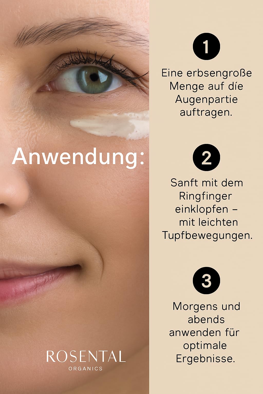 Rosental Organics Hyaluron Eye Balm (15 ml) – przeciwzmarszczkowy krem pod oczy – krem nawilżający z aloesem i olejkiem jojoba – pielęgnacja oczu – naturalny kosmetyk