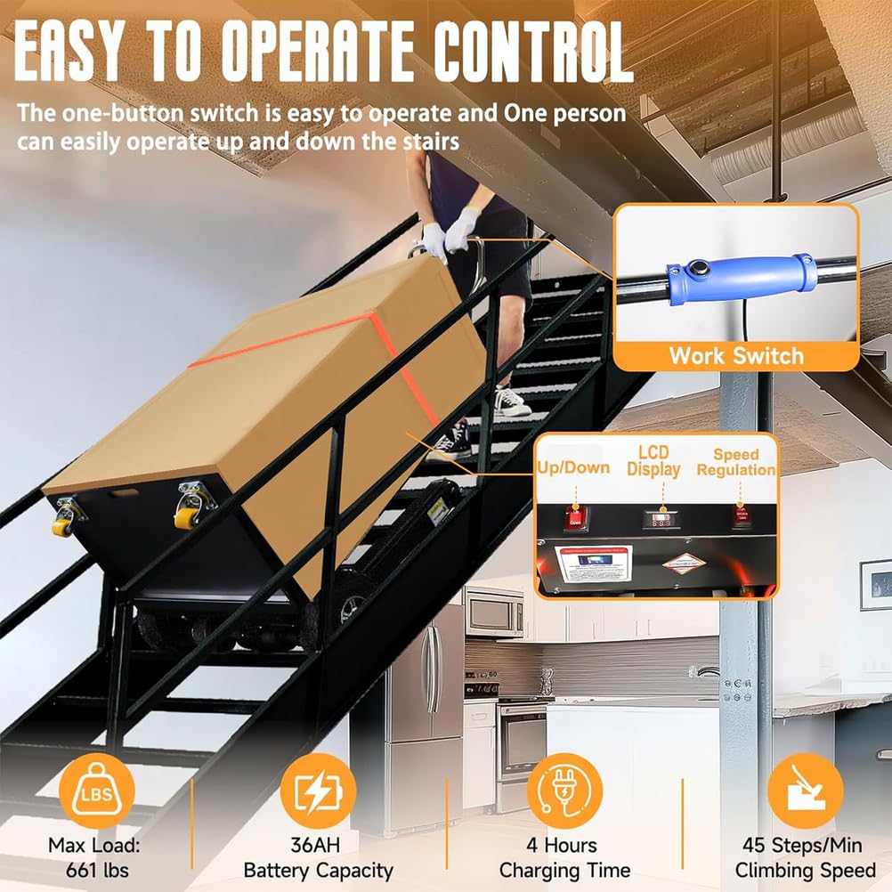Sube Escaleras EléCtrico Carretilla Sube Escaleras EléCtrico Sube Escaleras EléCtrico Plegable Carrito Sube Escaleras Motorizado Adecuado para Familias Particulares