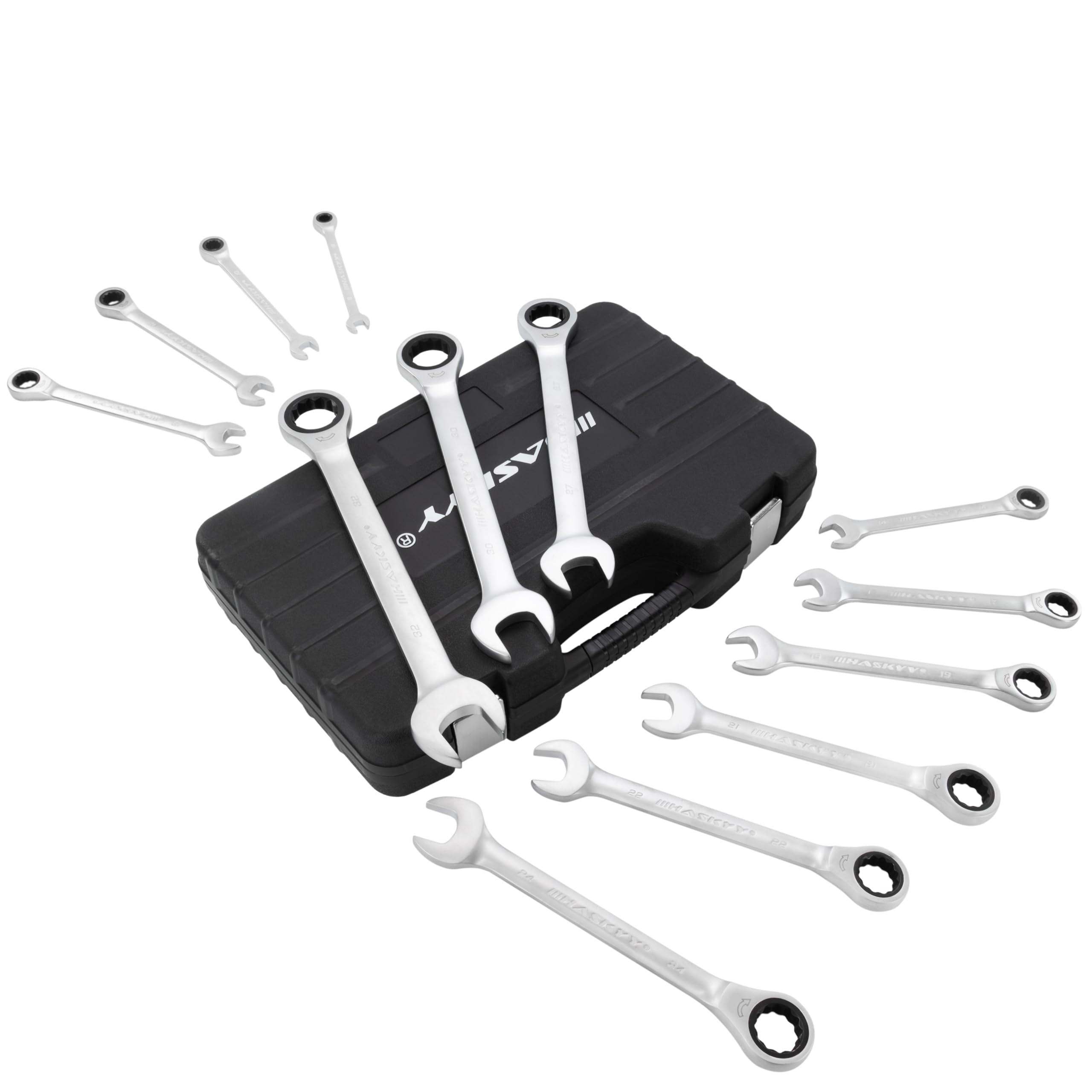 HASKYY Cléà Cliquet Anneau Maul Cliquet Clé 8-32mm Set Outils 13 Pièces