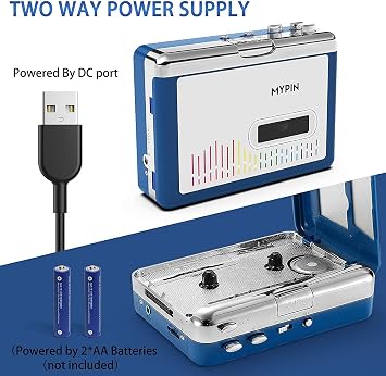 Bluetooth Cassette Player with Headphone, Tape Player Bluetooth Output to Headphone/Speaker,Walkman Portable Cassette Tape Player 2 AA Battery or USB Power Supply, 3.5mm Headphone Jack