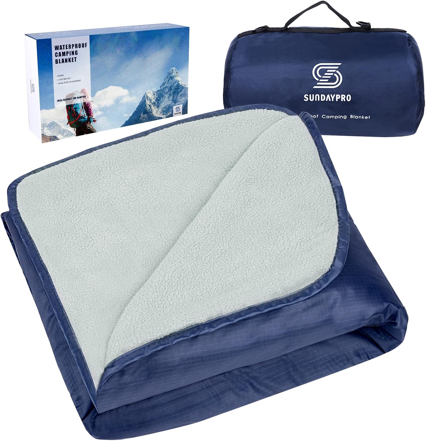 SundayPro Waterproof Outdoor Blanket, Extra Large 80" X 58" Camping Blanket Lightweight Stadium Blanket for Cold Weather Travel, Sporting Events, Hiking, Lawn, Music Festival : Sports & Outdoors