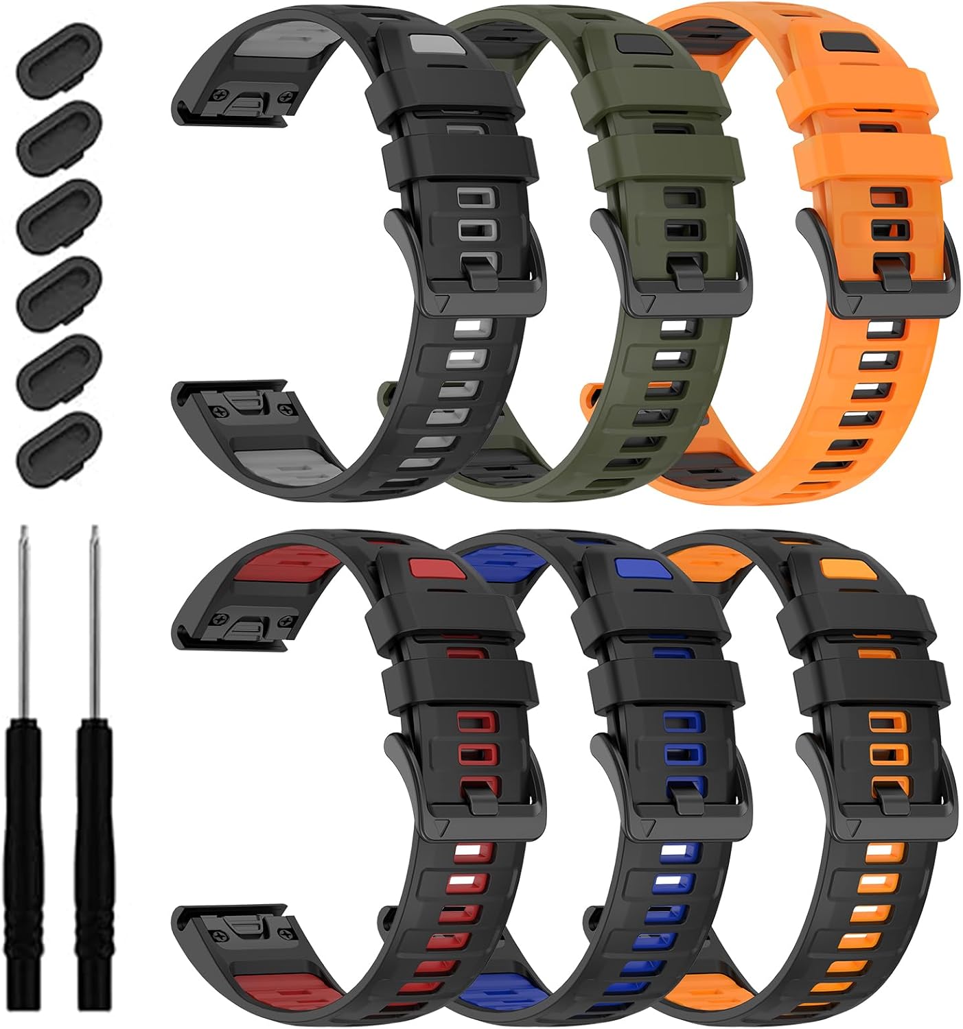 22mm Silicone Watchband Compatible with Garmin Tactix 8/Fenix 8 AMOLED 47mm/7 Pro/7/6 Pro/6/5 Plus/5, QuickFit Straps for Garmin Fenix E/Forerunner 965/955/945/Descent G2/G1 Solar