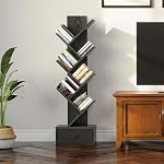 Rolanstar Bibliothèque avec tiroir, 7-Tier Étagère, Bibliothèque noire, rack de rangement en bois pour CD/Movies/Livres, étagères d'organisateur de services publics pour salon, chambre, bureau à la maison