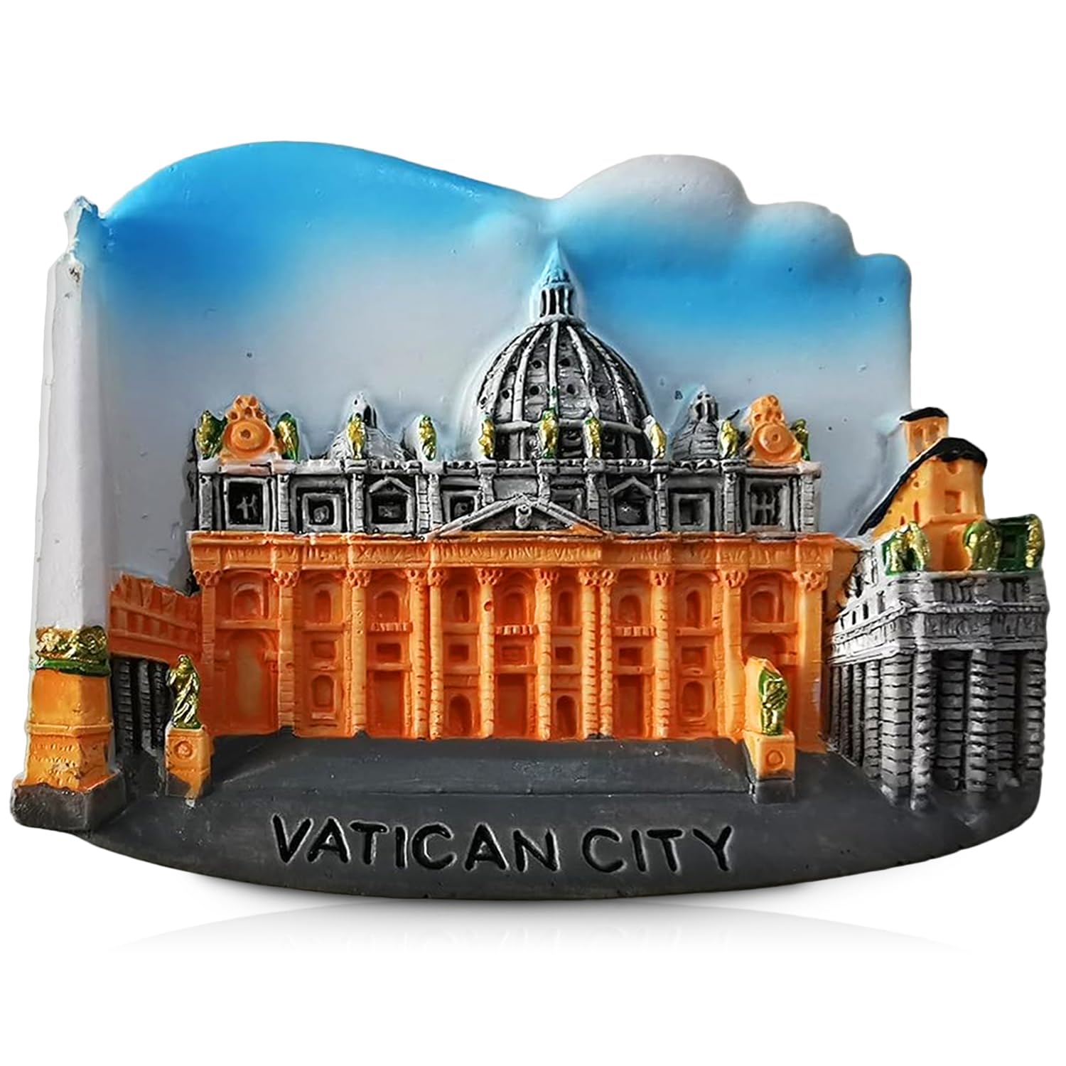 Maxi-Solutions Vatican City 3D Souvenir Fridge Magnet - Hand-Painted Resin St. Peter’s Basilica Skyline - 6.4Cm Catholic Landmark Home Decor & Travel Gift