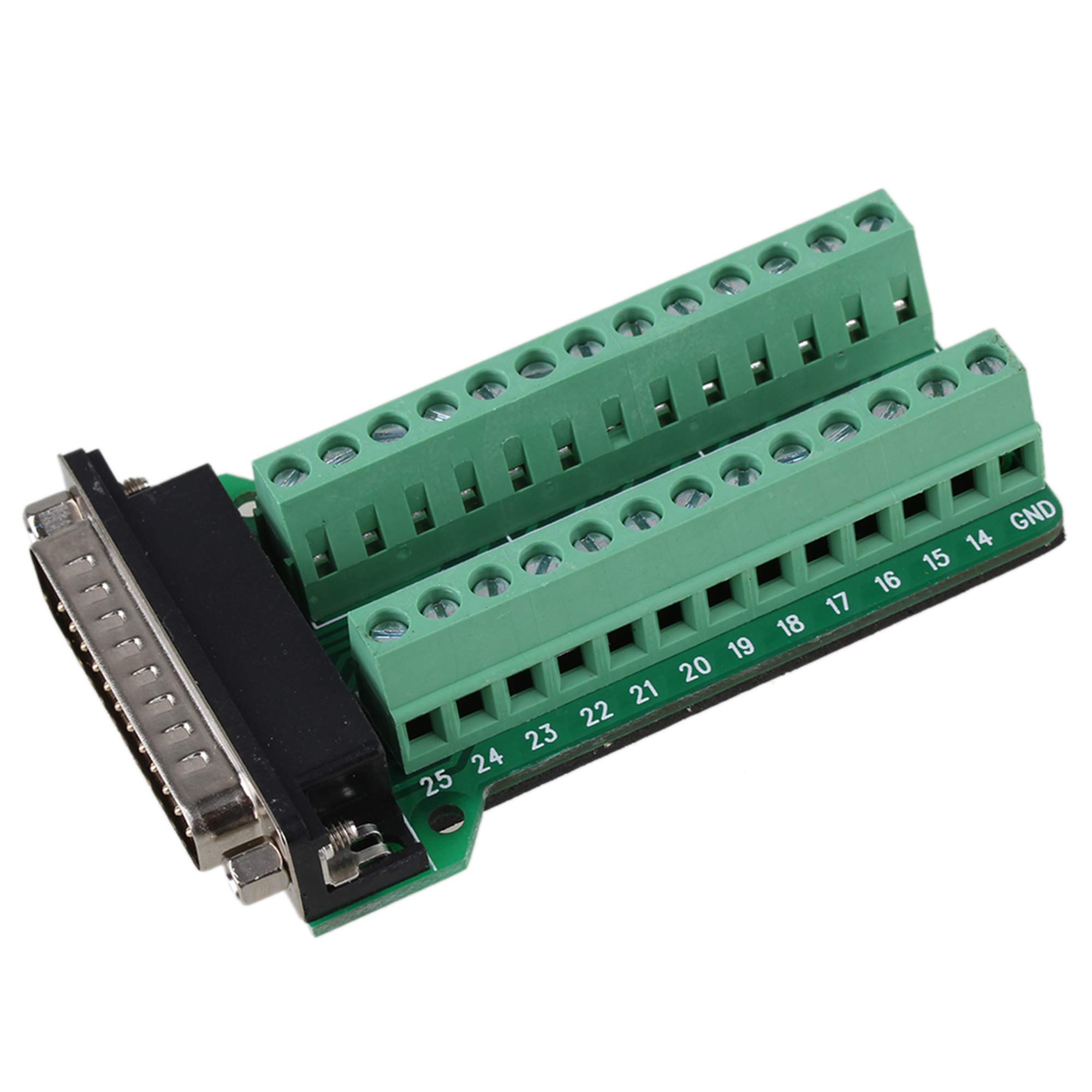 RDEXP RDEXP DB25-G2 25 Pin Male Plug Port Signal 2 Row Terminal Breakout Board Screw Nut Connector