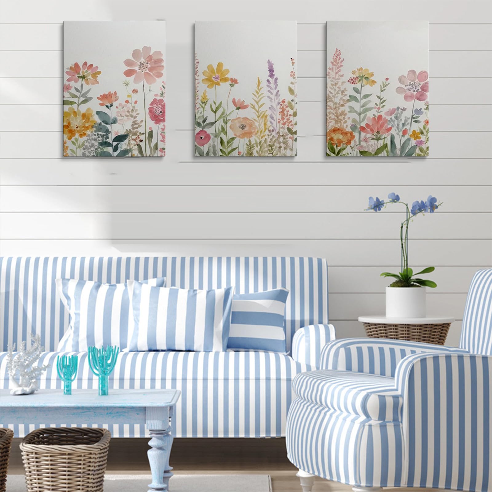prinfantasy Pastel Flowers Wall Art Set - Natural Botanical Prints Set of 3 Colorful Poster Pictures 1004 - Image 4