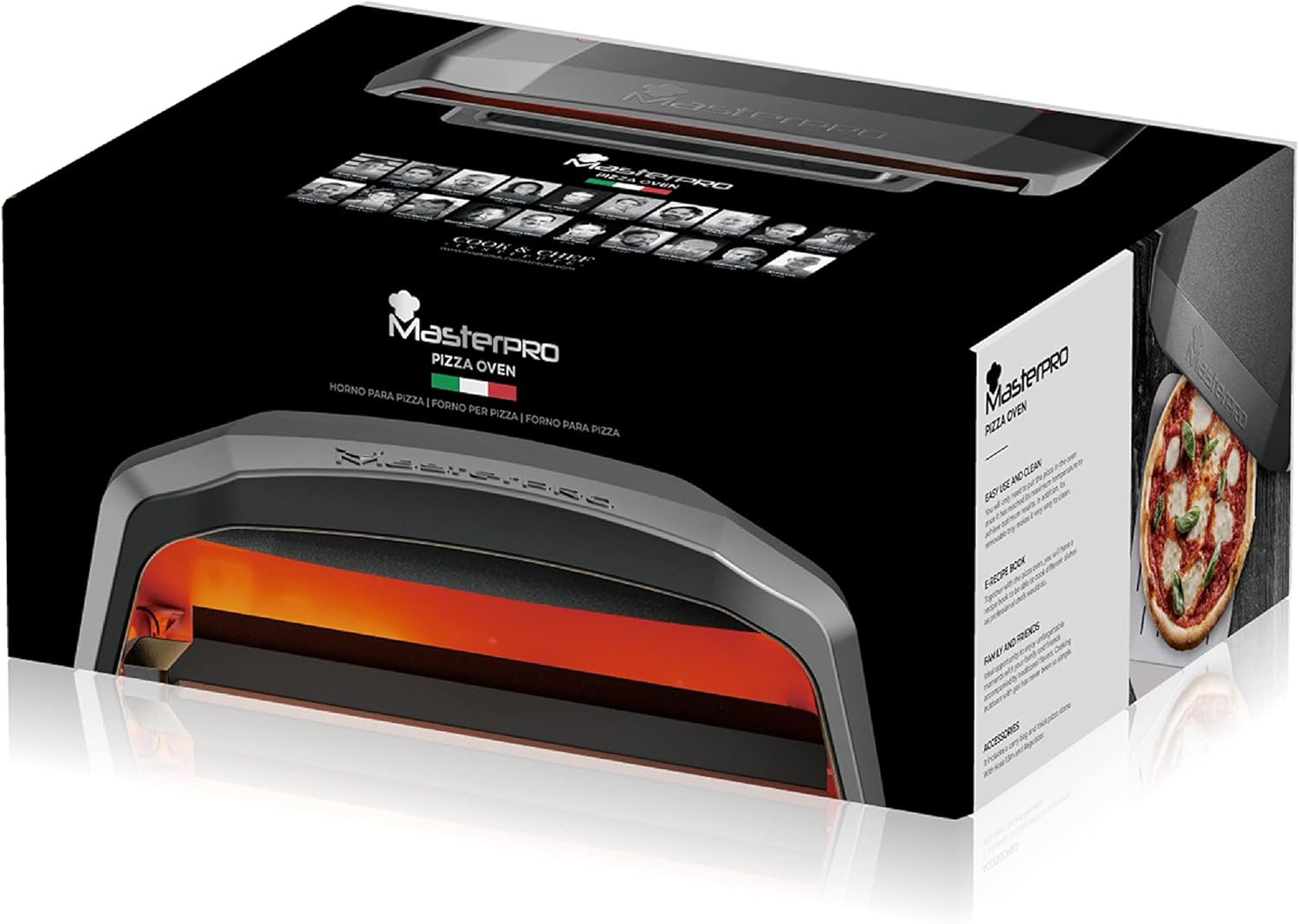 MasterPro Napoli | Forno per Pizza | Forno a Gas Portatile con Rapida Cottura fino a 500ºC | Pizze Pronte in 60 Secondi | Con Borsa per il Trasporto, Pala e Vassoio in Pietra, Nero, BGKIT-0035 [Classe di efficienza energetica A]