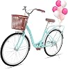 Beach Cruiser Bikes 26 inch Classic Retro Bicycles for Women Comfortable Commuter Bike for Leisure Picnics&Shopping,Road Bike,Women's Seaside Travel Bicycle with Baskets&Rear Racks