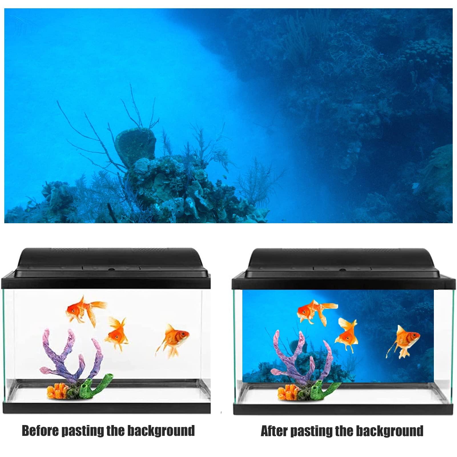Fondo de Acuario bajo el Agua, Fondo de Tanque de Peces, PVC Adhesivo Acuario Mundo Submarino telón de Fondo imágenes Cartel,122x76cm