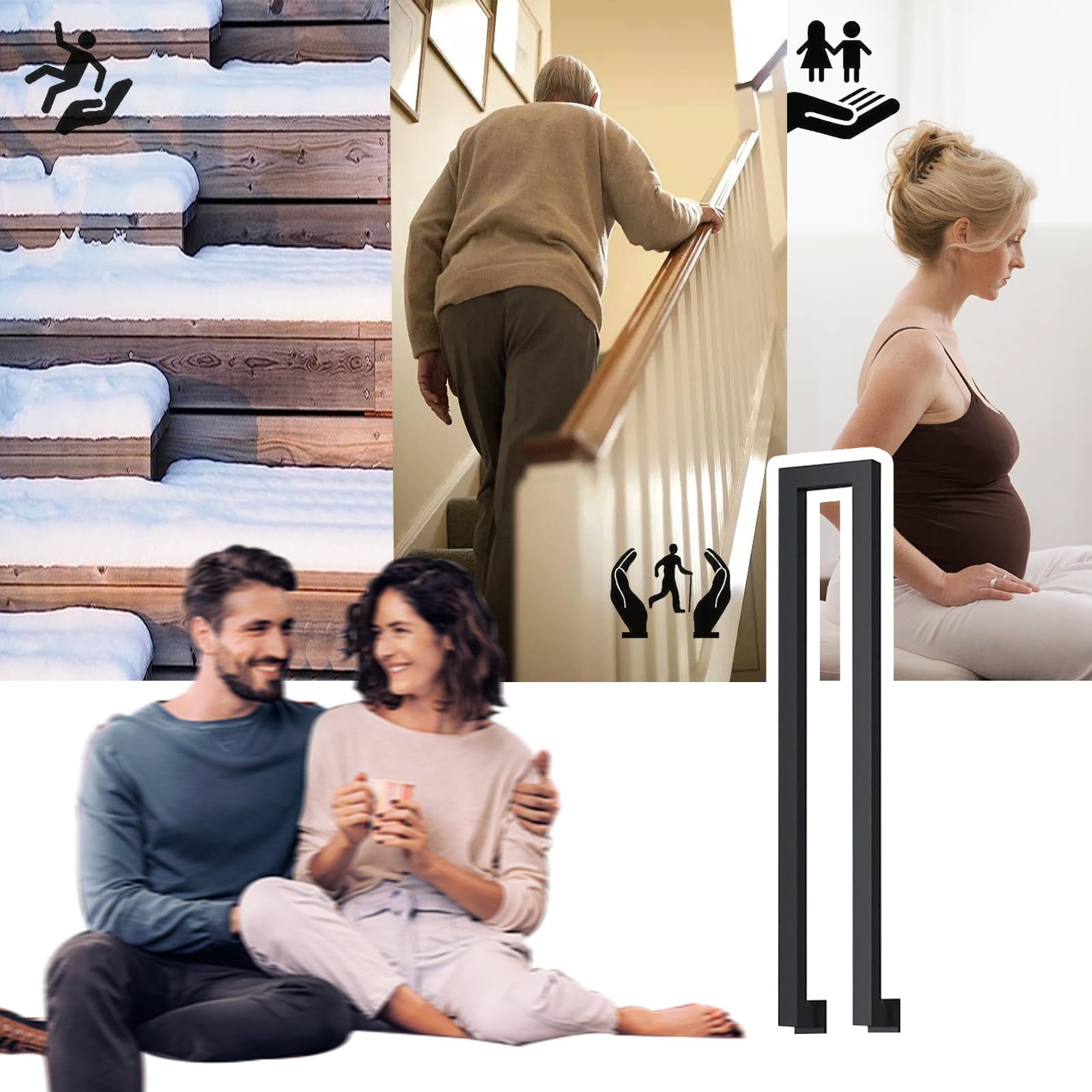 Handläufe für Außenstufen, an der Wand montiertes Außentreppengeländer, schmiedeeiserner Übergangshandlauf, vorderes Verandageländer für Stufen, schwarzer Haltegriff für Treppen ( Size : 45cm(1.5ft) )