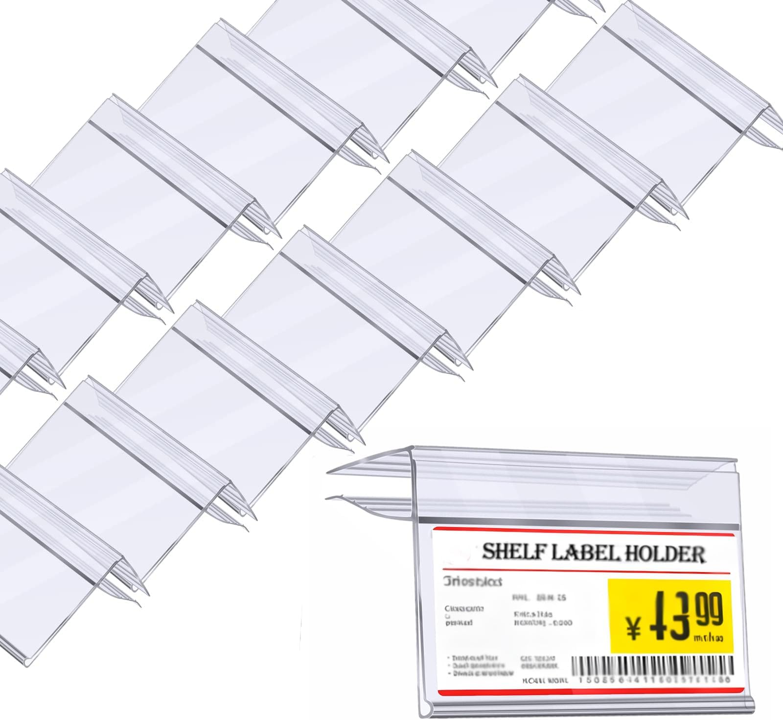 100 Pcs Shelf Label Holder Clear Plastic Clip on Labels Shelf Tags for Wire Shelving 0.2'' to 0.4'' Wood Glass Shelves Sign Price Tags 1.57 x 3.15 Inches