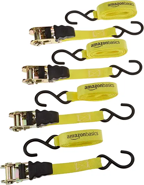 Lot de 4 sangles d'arrimage à cliquet 2,5 cm - Amazon Basics