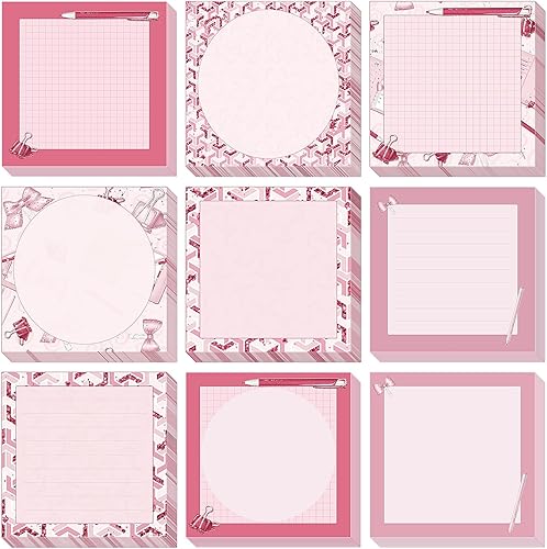 9 notas adhesivas para el día de San Valentín, notas adhesivas para el día de San Valentín, notas adhesivas para la escuela, oficina, hogar,