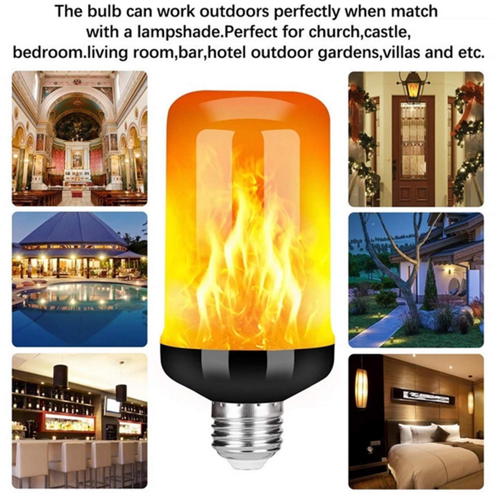 Lampadine a LED con effetto fiamma fuoco, fiamme simulate 5 W 1400 K, 4 modalità con luci decorative a fiamma simulata effetto capovolto, Halloween/Natale ecc.